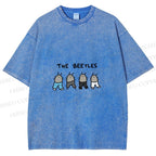 Unisex The Beetles Meme Printed Washed Tee