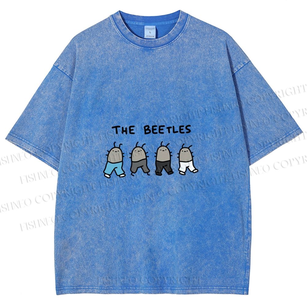 Unisex The Beetles Meme Printed Washed Tee