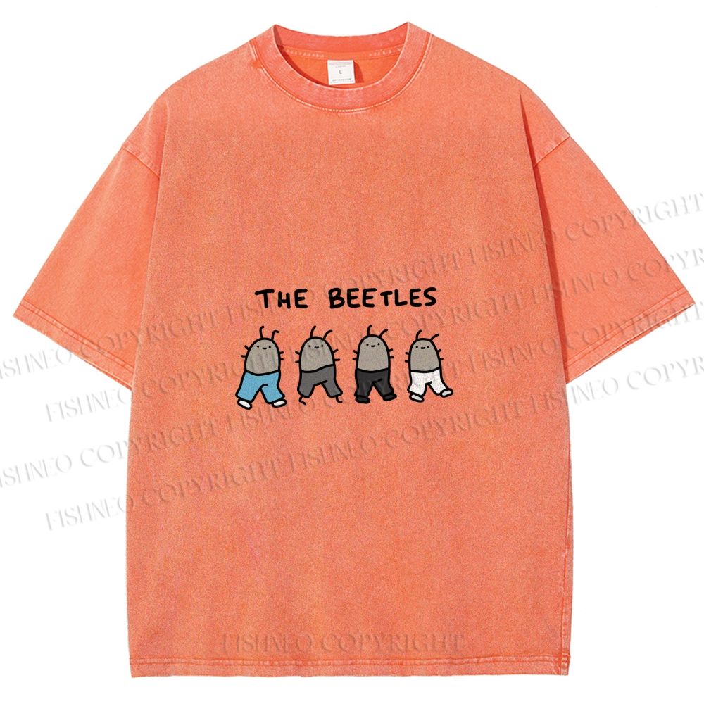 Unisex The Beetles Meme Printed Washed Tee