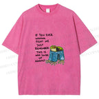Unisex Frog Fight Meme Printed Washed Tee