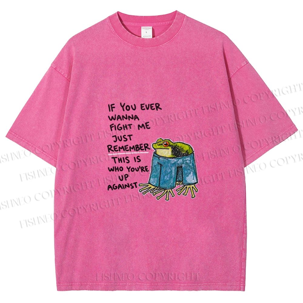 Unisex Frog Fight Meme Printed Washed Tee