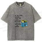 Unisex Frog Fight Meme Printed Washed Tee