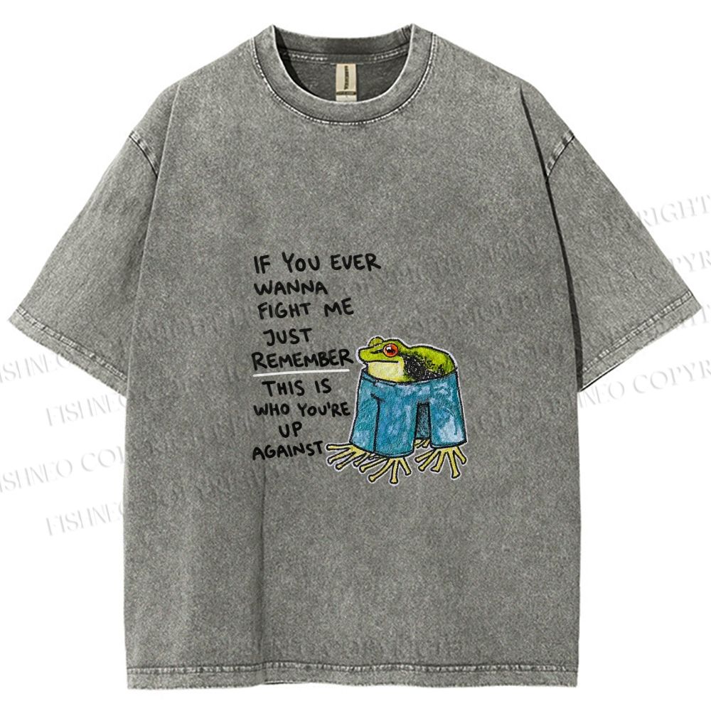 Unisex Frog Fight Meme Printed Washed Tee