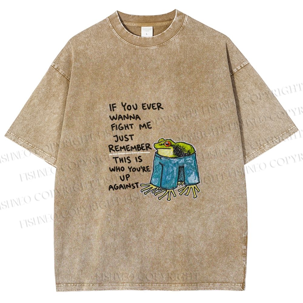 Unisex Frog Fight Meme Printed Washed Tee