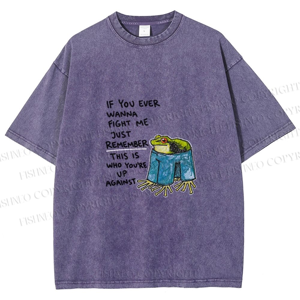 Unisex Frog Fight Meme Printed Washed Tee