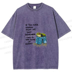Unisex Frog Fight Meme Printed Washed Tee