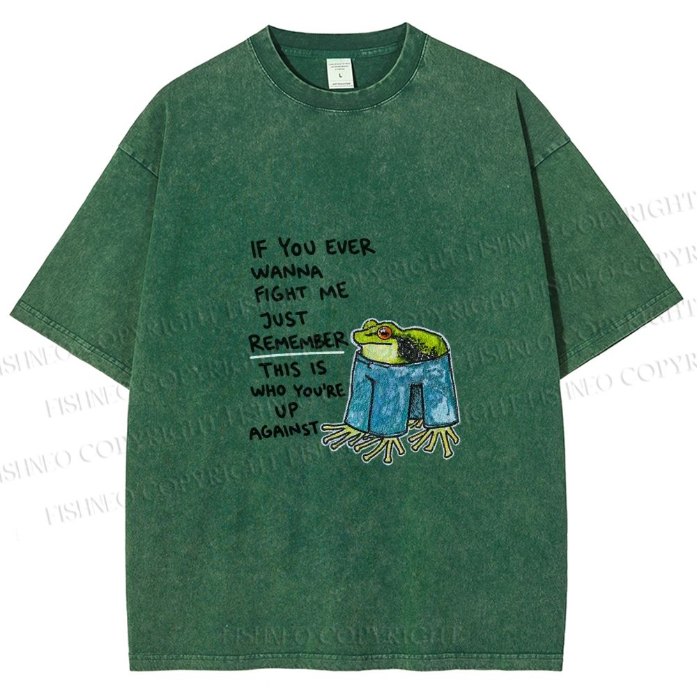 Unisex Frog Fight Meme Printed Washed Tee