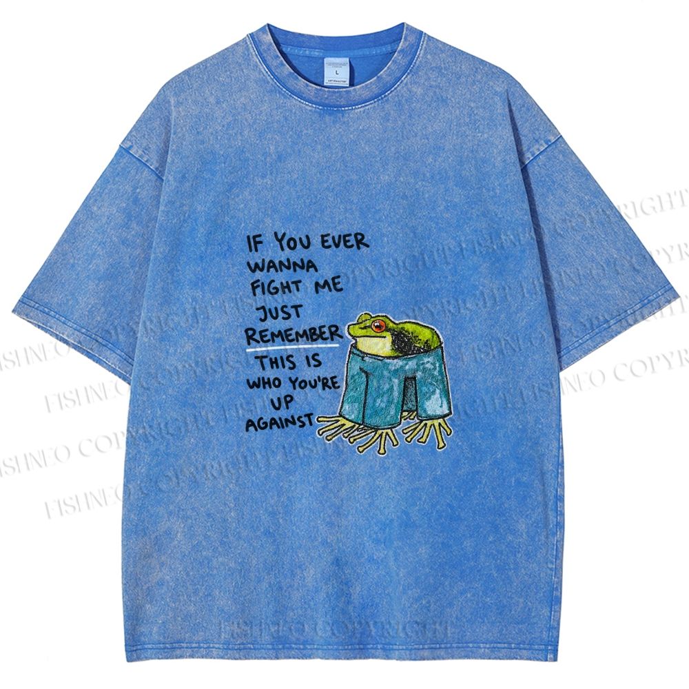 Unisex Frog Fight Meme Printed Washed Tee