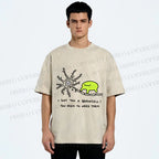 Unisex Braincell Meme Green Creature Printed Washed Tee