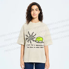 Unisex Braincell Meme Green Creature Printed Washed Tee