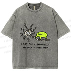 Unisex Braincell Meme Green Creature Printed Washed Tee