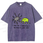 Unisex Braincell Meme Green Creature Printed Washed Tee