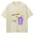 Unisex  Wizard Cat Abracatabra Printed Washed Tee