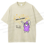 Unisex  Wizard Cat Abracatabra Printed Washed Tee