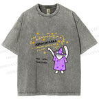 Unisex  Wizard Cat Abracatabra Printed Washed Tee
