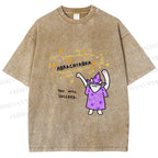 Unisex  Wizard Cat Abracatabra Printed Washed Tee