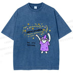 Unisex  Wizard Cat Abracatabra Printed Washed Tee