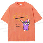 Unisex  Wizard Cat Abracatabra Printed Washed Tee