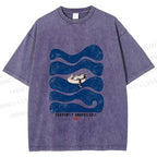 Unisex Lazy Wave Cat Currently Unavailable Printed Washed Tee