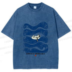 Unisex Lazy Wave Cat Currently Unavailable Printed Washed Tee