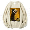 Unisex Cats in Klimt Art Printed Sweatshirt