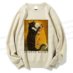 Unisex Cats in Klimt Art Printed Sweatshirt