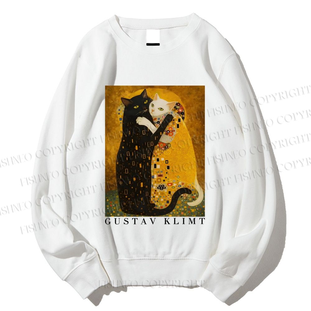 Unisex Cats in Klimt Art Printed Sweatshirt