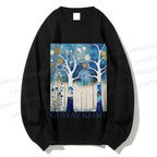 Unisex Klimt Blue Wood Printed Sweatshirt