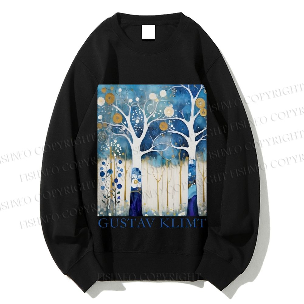 Unisex Klimt Blue Wood Printed Sweatshirt