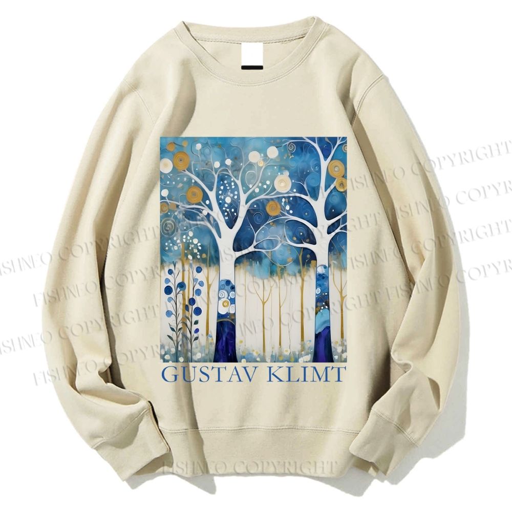 Unisex Klimt Blue Wood Printed Sweatshirt