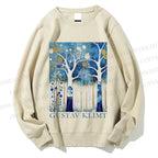 Unisex Klimt Blue Wood Printed Sweatshirt