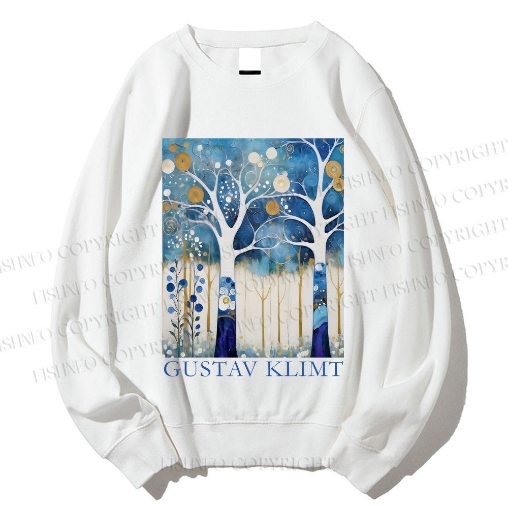 Unisex Klimt Blue Wood Printed Sweatshirt
