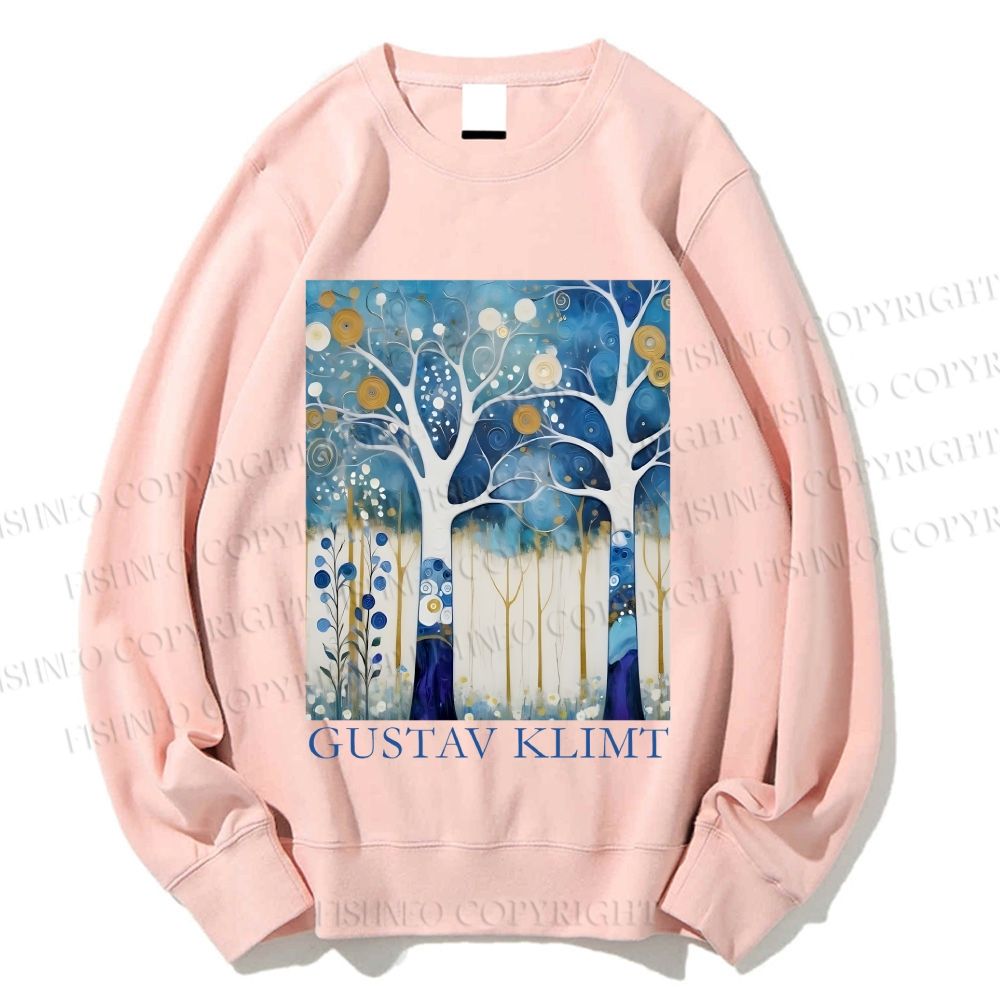 Unisex Klimt Blue Wood Printed Sweatshirt