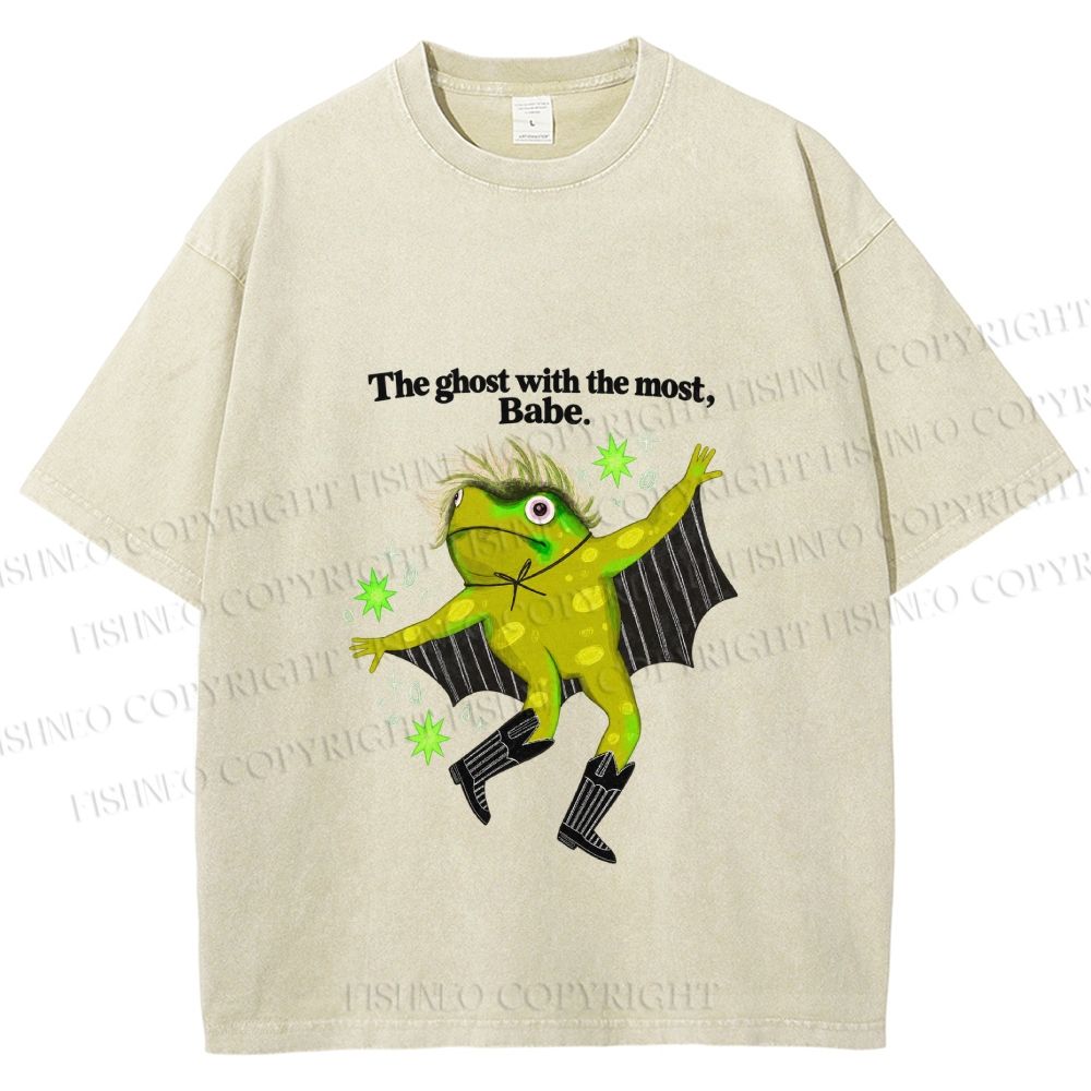 Unisex Ghost Frog The Ghost With The Most Printed Washed Tee