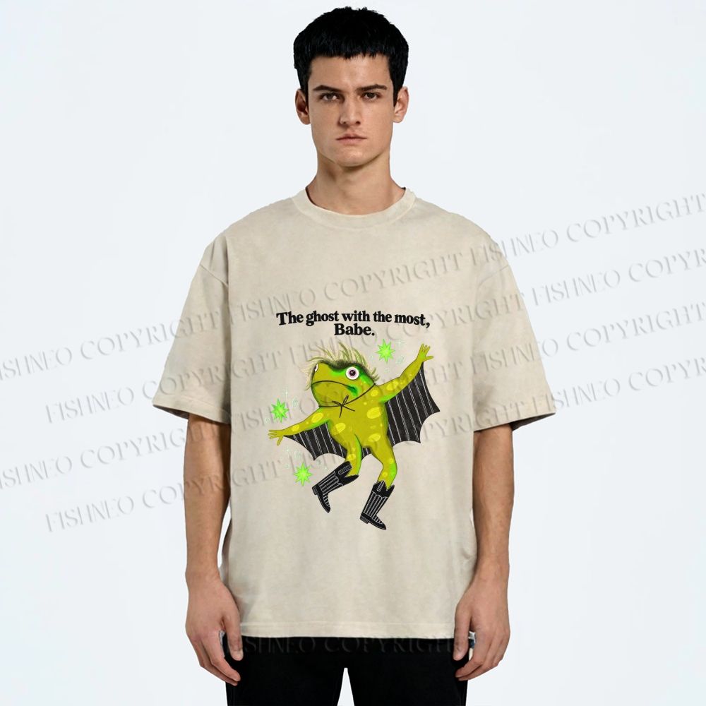 Unisex Ghost Frog The Ghost With The Most Printed Washed Tee