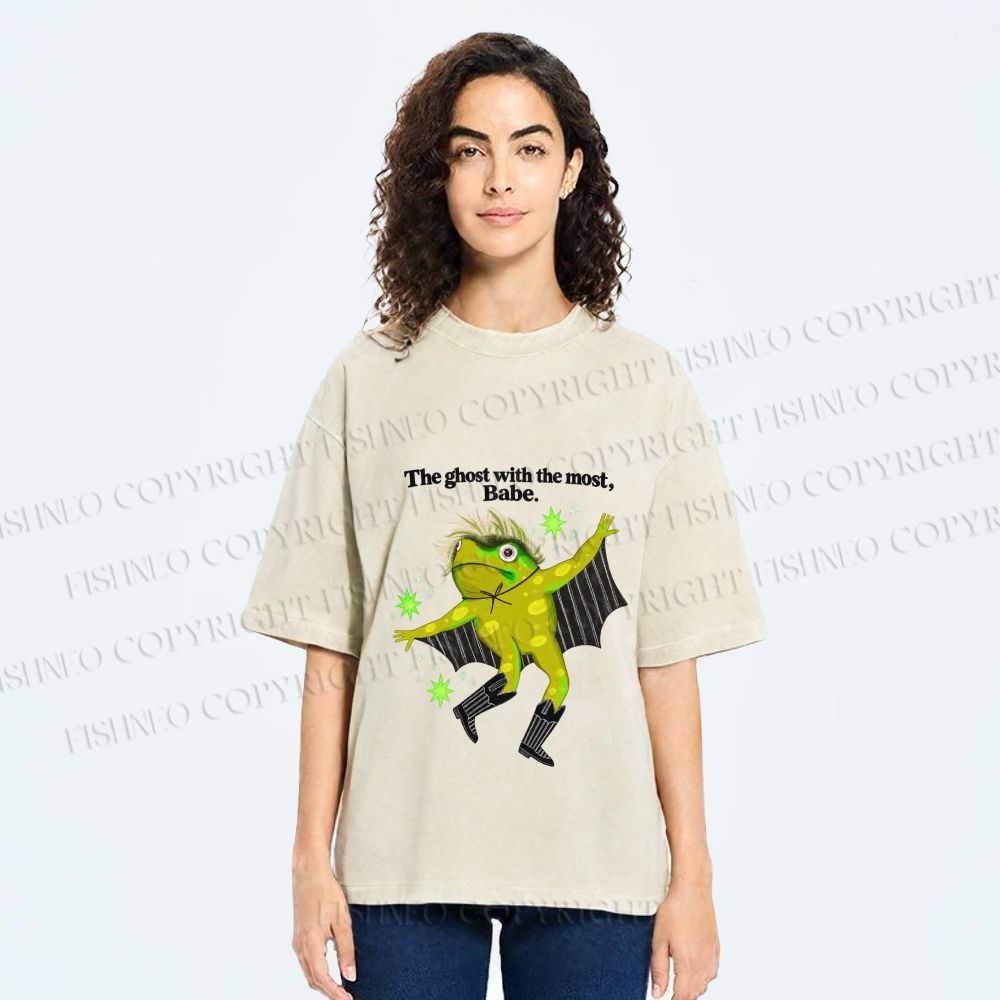 Unisex Ghost Frog The Ghost With The Most Printed Washed Tee