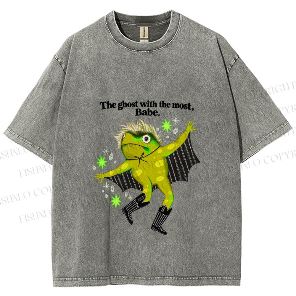 Unisex Ghost Frog The Ghost With The Most Printed Washed Tee