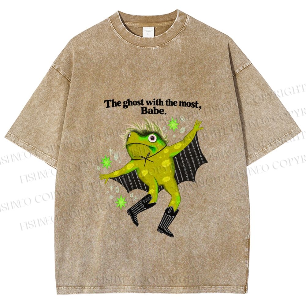Unisex Ghost Frog The Ghost With The Most Printed Washed Tee