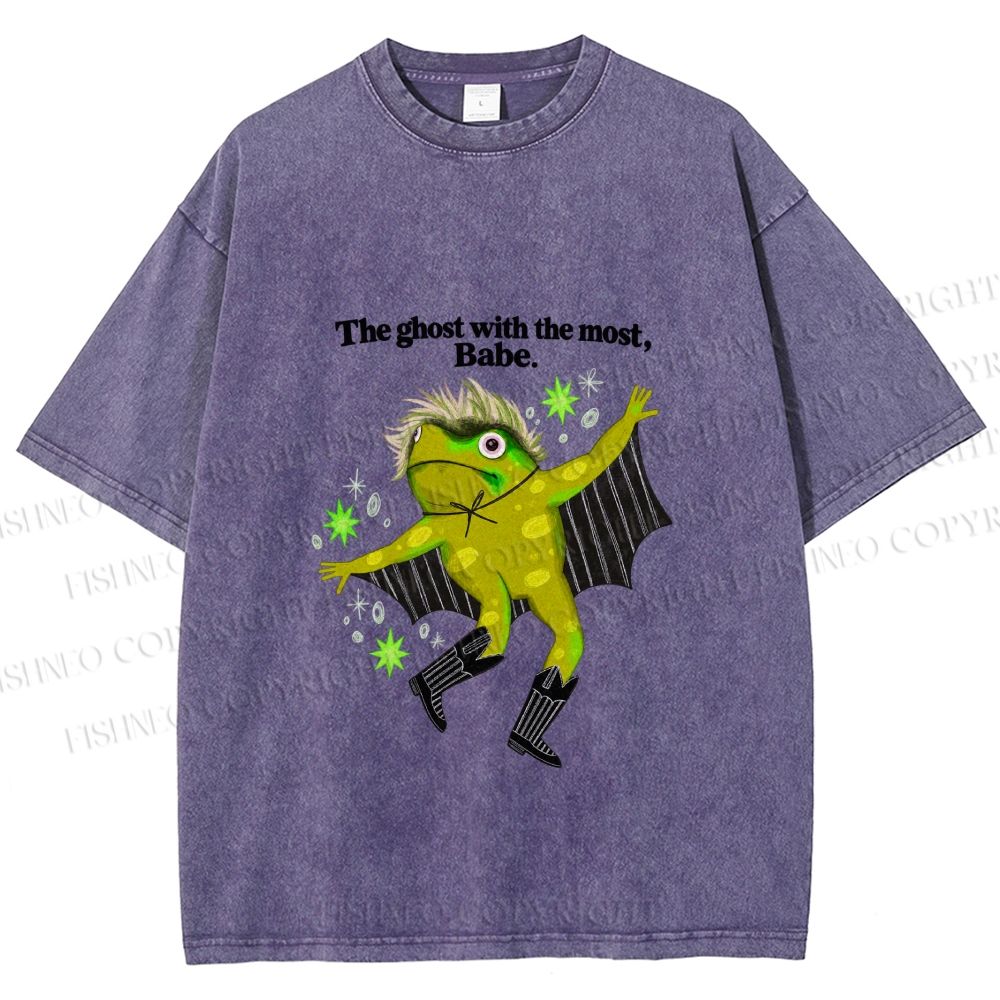 Unisex Ghost Frog The Ghost With The Most Printed Washed Tee