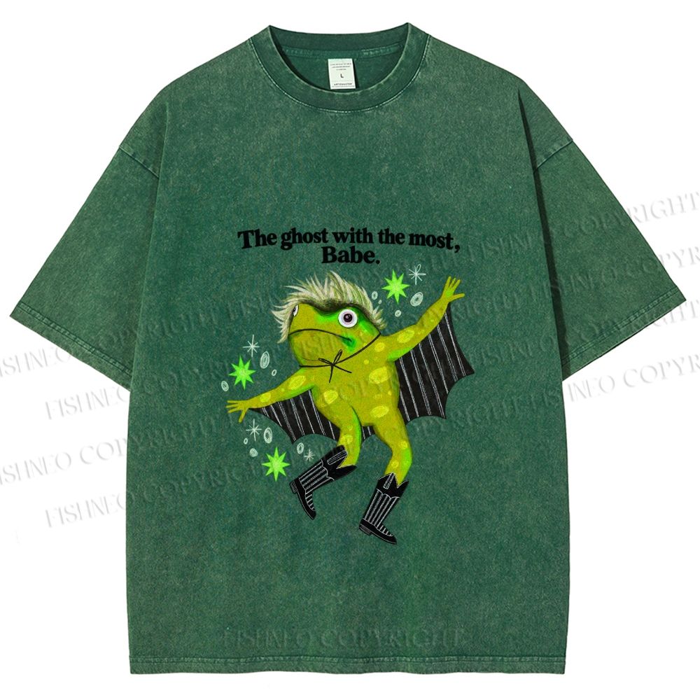 Unisex Ghost Frog The Ghost With The Most Printed Washed Tee