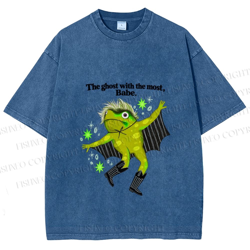 Unisex Ghost Frog The Ghost With The Most Printed Washed Tee