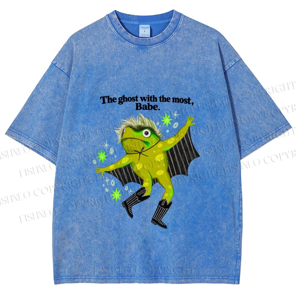 Unisex Ghost Frog The Ghost With The Most Printed Washed Tee