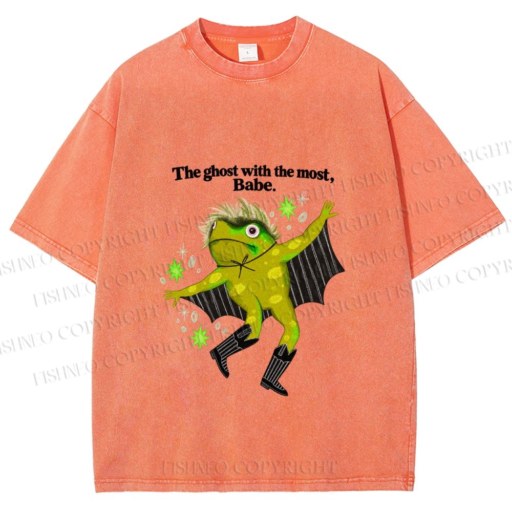 Unisex Ghost Frog The Ghost With The Most Printed Washed Tee