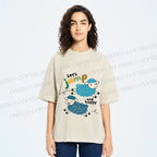 Unisex Sheep Lets Jump And Happy Printed Washed Tee