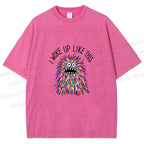 Unisex Rainbow Monster I Woke Up Like This Printed Washed Tee