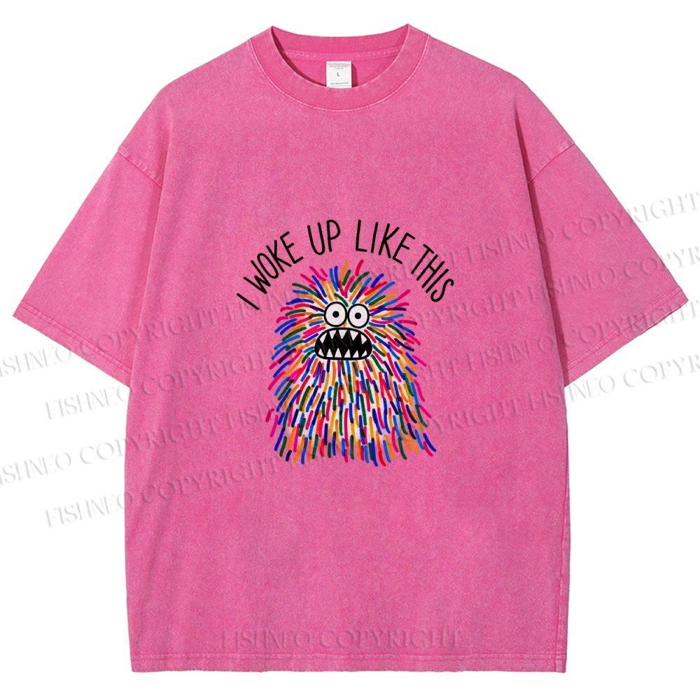 Unisex Rainbow Monster I Woke Up Like This Printed Washed Tee