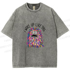 Unisex Rainbow Monster I Woke Up Like This Printed Washed Tee