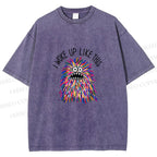 Unisex Rainbow Monster I Woke Up Like This Printed Washed Tee