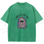 Unisex Rainbow Monster I Woke Up Like This Printed Washed Tee