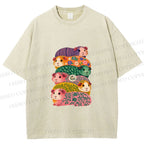 Unisex Stacked Guinea Pigs Printed Washed Tee